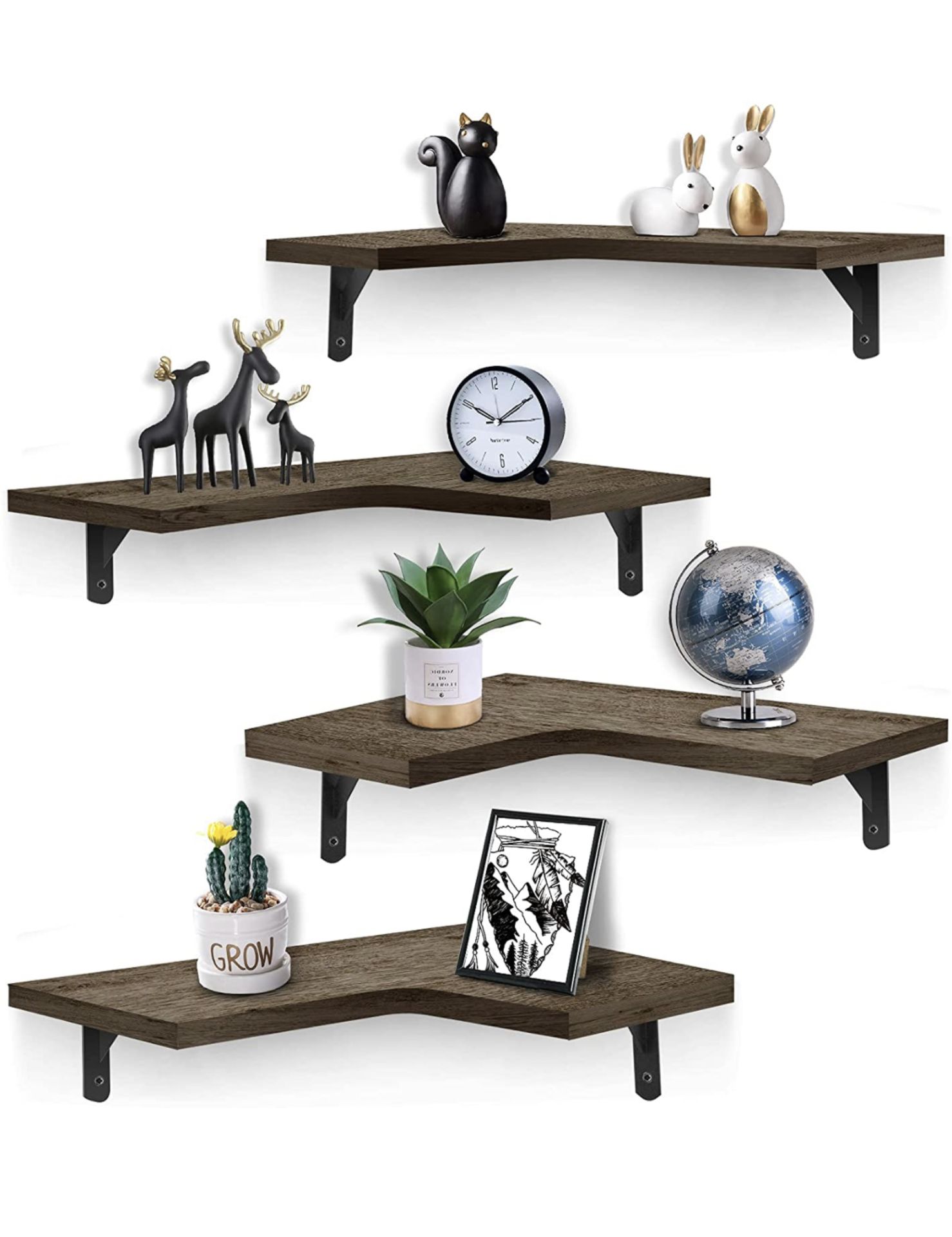 LivingPai Corner Floating Shelves Wall Mounted Set of 4 RRP £33.99