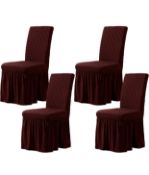 Toyabr Stretch Dining Chair Coverswith Skirt Spandex, 2 packs of 4 RRP £54