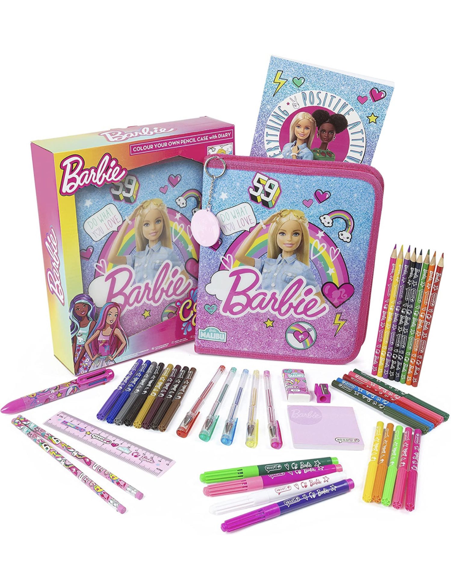 Barbie Colour Your Own Pencil Case Set