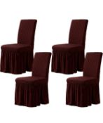 Toyabr 4pcs Stretch Dining Chair Covers with Skirt Spandex RRP £27.99