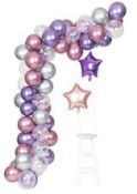 RRP £240 Set of 16 x Purple Metallic Chrome Pink Silver Balloons Garland 62pcs Arch Kit