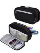 RRP £180 Set of 30 x Large Capacity Black Pencil Case with 3 Compartments