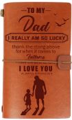 Sospiro To My Dad Engraved Leather Notebook Personal Journal, RRP £75 Set of 15