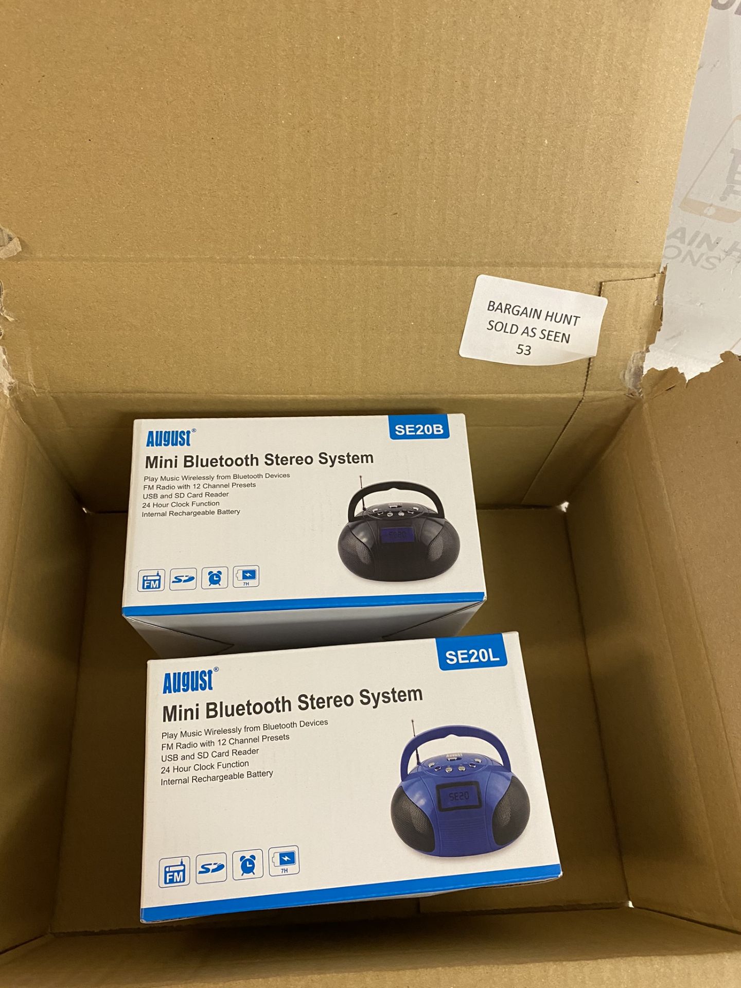 August SE20 Mini Bluetooth MP3 Stereo System, Set of 2 RRP £60