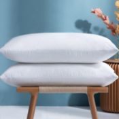 RRP £62.99 Umi Pack of Two White Goose Feather Pillows with 100% Cotton Fabric