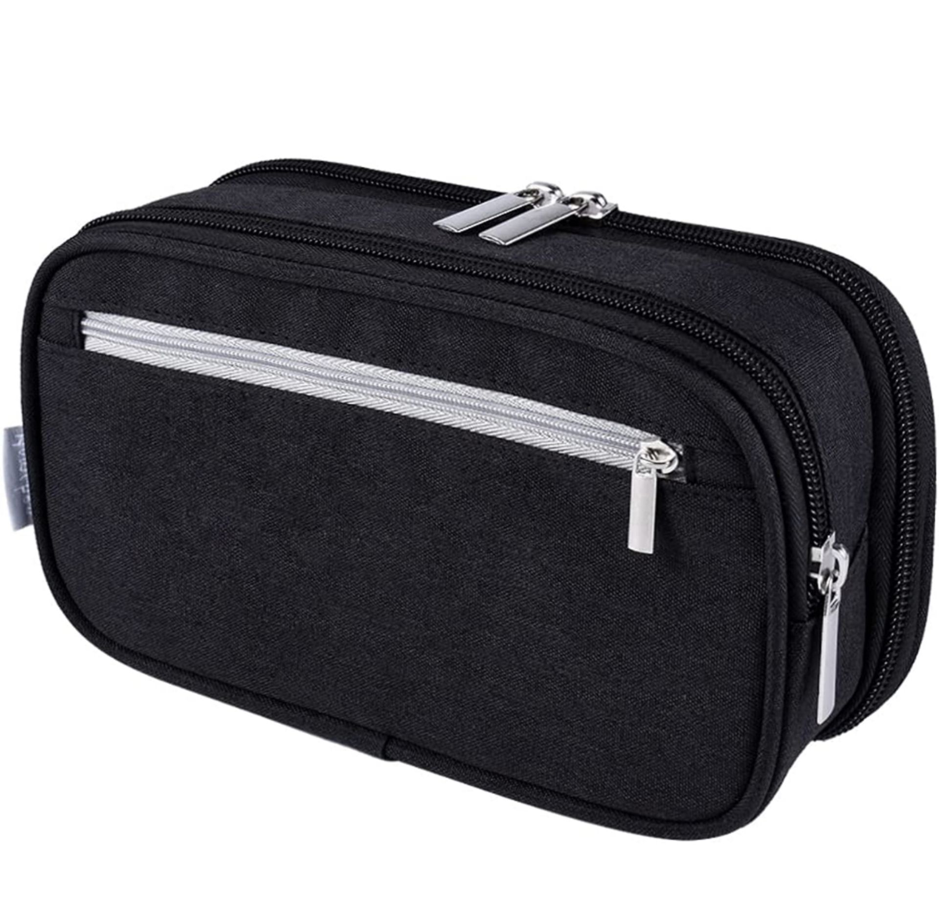 RRP £180 Set of 30 x Large Capacity Black Pencil Case with 3 Compartments - Image 3 of 3