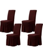 RRP £135 Set of 5 x Toyabr 4pcs Stretch Dining Chair Covers with Skirt Spandex, RRP £27 Each
