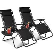 RRP £109.99 Keplin Set of 2 Heavy Duty Textoline Zero Gravity Chairs Garden Sun Loungers