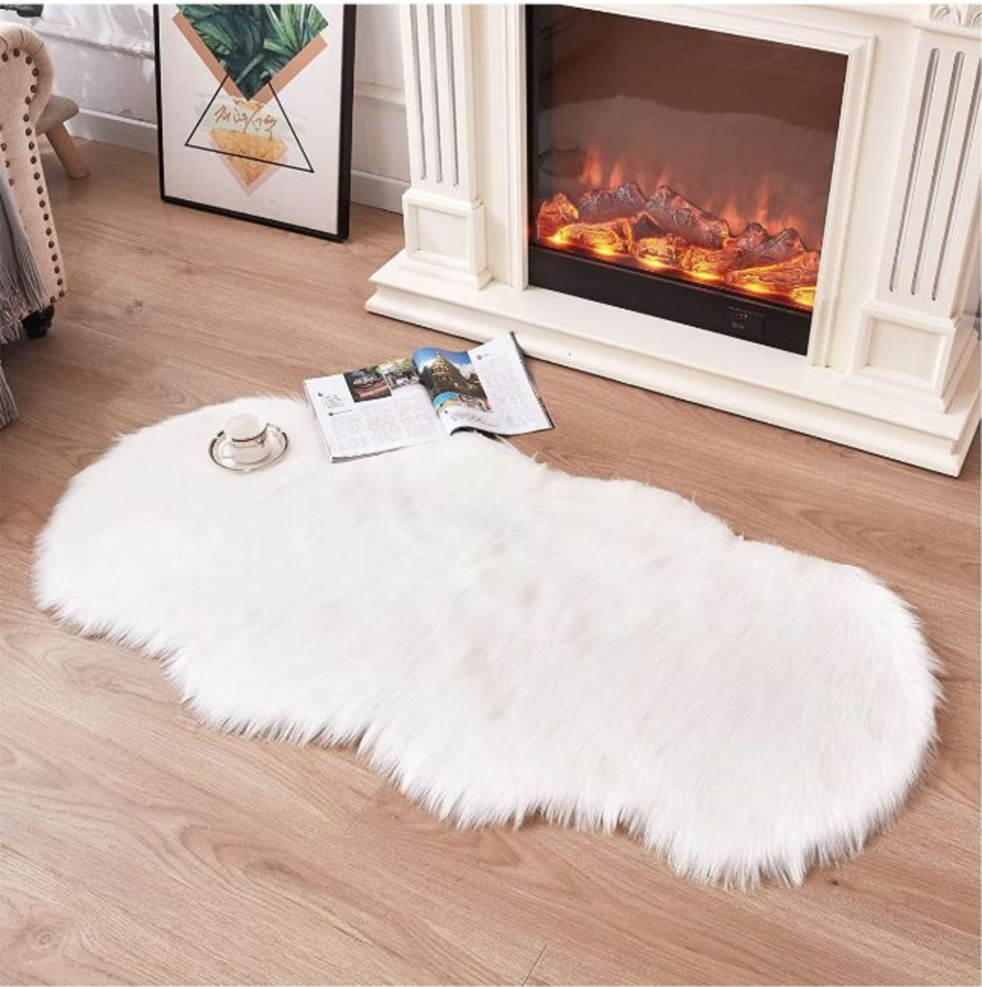 Faux Sheepskin Rug Soft Fur Area Rug Anti-Skid Carpet, 70 x 140 cm