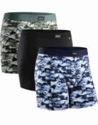 RRP £24.99 Danish Endurance 3-Pack Men's Organic Cotton Boxer Shorts, XL