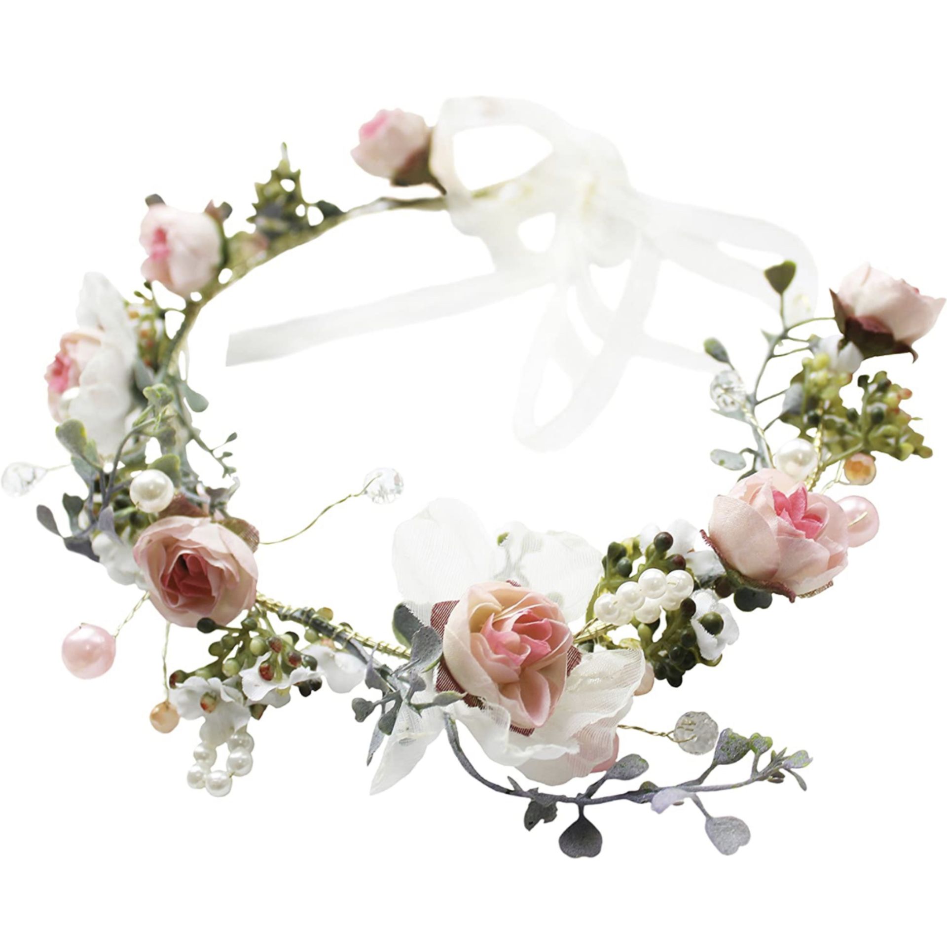 RRP £144 Set of 12 x Girls Rose Halo Flower Wreath Crown Floral Garland Headpiece - Image 2 of 3