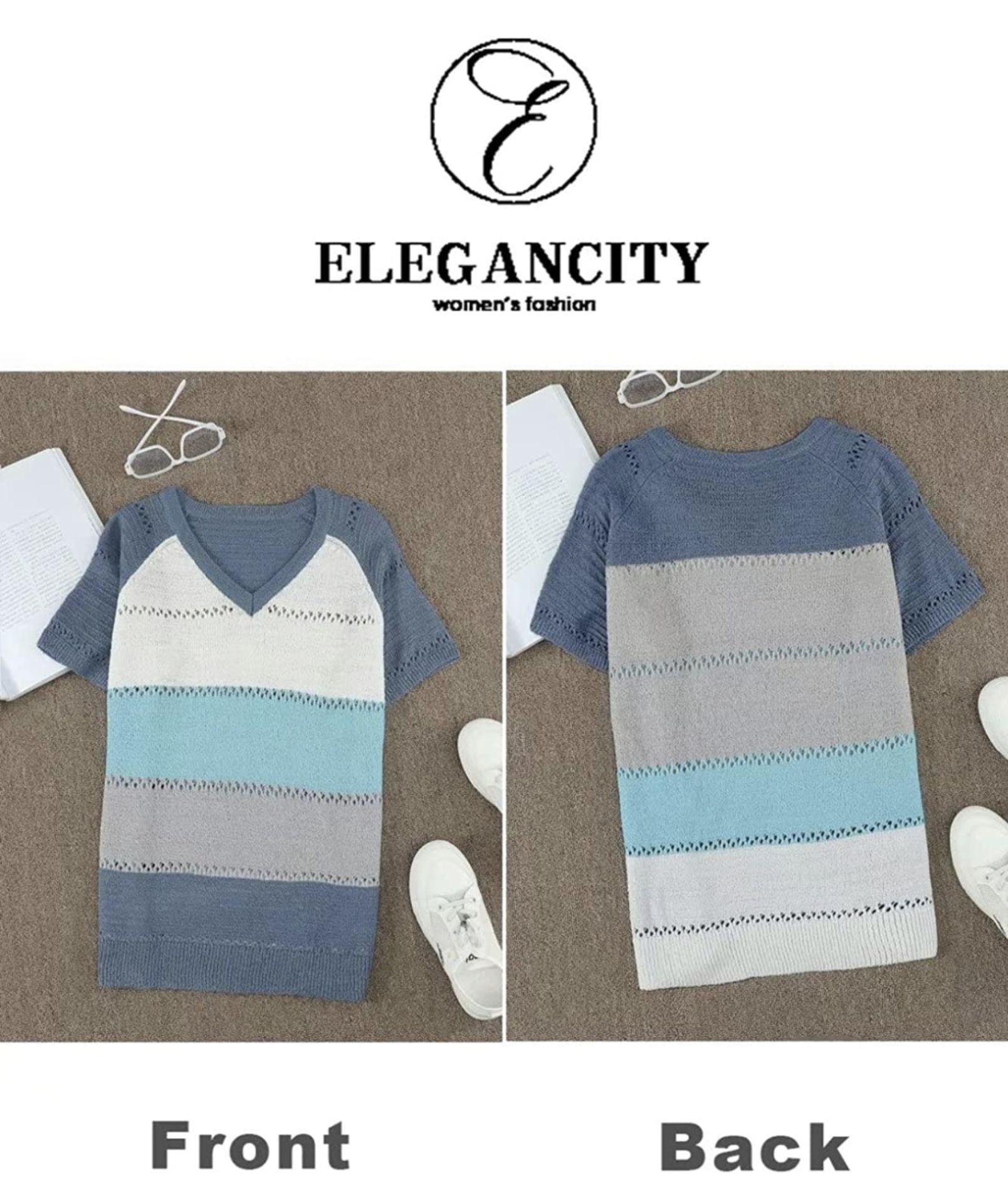RRP £100 Set of 4 x Elegancity Womens Knitted Sweater Vest Sleeveless V Neck Jumpers - Image 2 of 2