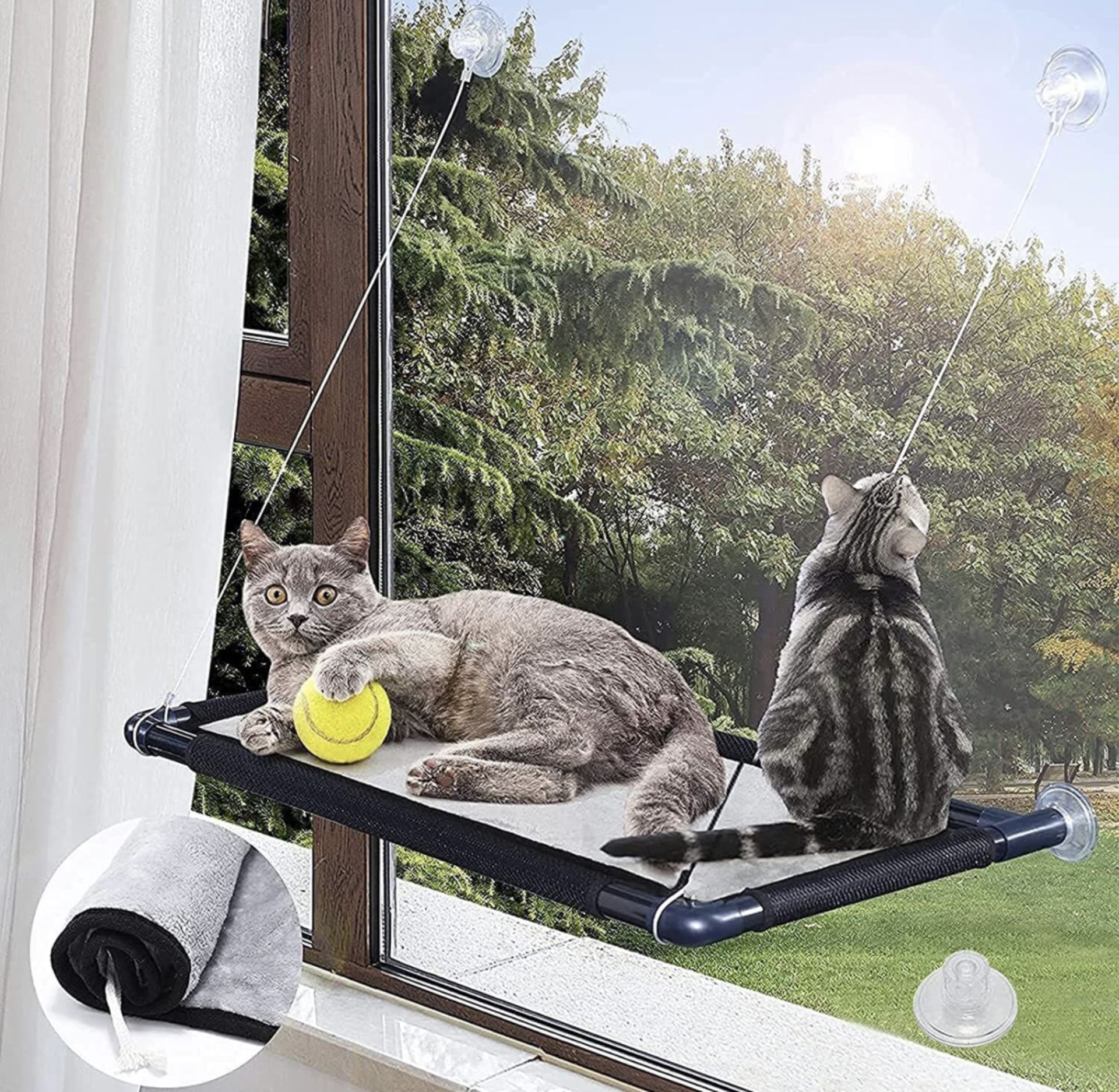 Mqupin Cat Hammock Window Resting Shelf