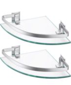 KES Aluminium Glass Bathroom Shower Corner Shelf BLACK, 2 Pack RRP £39.99