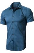 RRP £154 Set of 7 x Inflation Men's Classic Bamboo Short Sleeve Slim Fit Shirt, Size 41