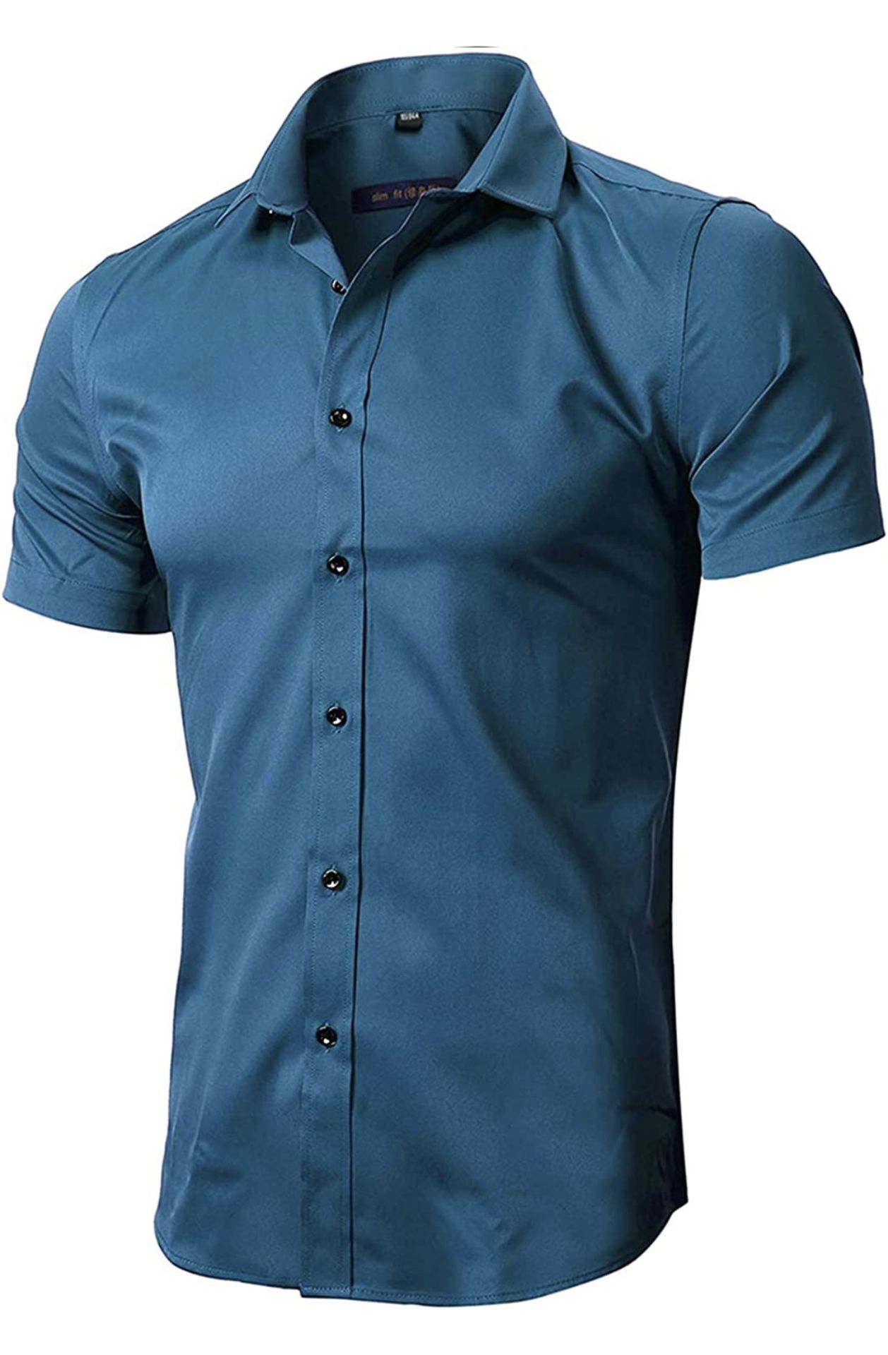 RRP £154 Set of 7 x Inflation Men's Classic Bamboo Short Sleeve Slim Fit Shirt, Size 41