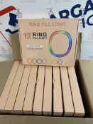 RRP £200 Set of 10 x 12" RGB Selfie Ring Light and Adjustable Tripod Stand with Phone Holder