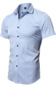 RRP £88 Set of 4 x Inflation Men's Classic Bamboo Short Sleeve Slim Fit Shirt, Size 43