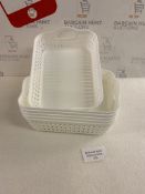 Hokky Plastic Storage Basket Tray, 6-Pack Small Baskets Tray, White