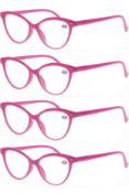 RRP £224 Set of 16 x Modfans 4-Pack Fashion Designer Cat Eye Reading Glasses 1.75 Pink