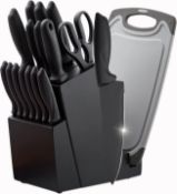 NIUXX Wood 18-Pieces Kitchen Knives Set with Block