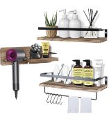 Floating Shelves Wall Mounted Set of 3 Shelves with Towel Holder, x 2 packs RRP £50