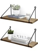 RRP £72 set of 3 x Afuly Rustic 2-Pack Floating Wooden Shelves