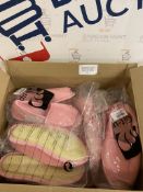 RRP £180 Set of 9 x Git-up Ladies Adjustable Closure Memory Foam House Shoes Pink, 5 UK