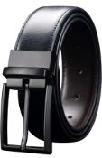 Men's Reversible Black/ Brown Leather Belt, 32-34", Set of 2 RRP £26