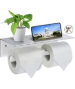 RRP £60 Set of 4 x Orsja Toilet Roll Holder Self Adhesive Tissue Holder with Storage Shelf