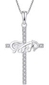 RRP £45.99 FJ Cross Pendant Necklace 925 Sterling Silver Faith Pendant