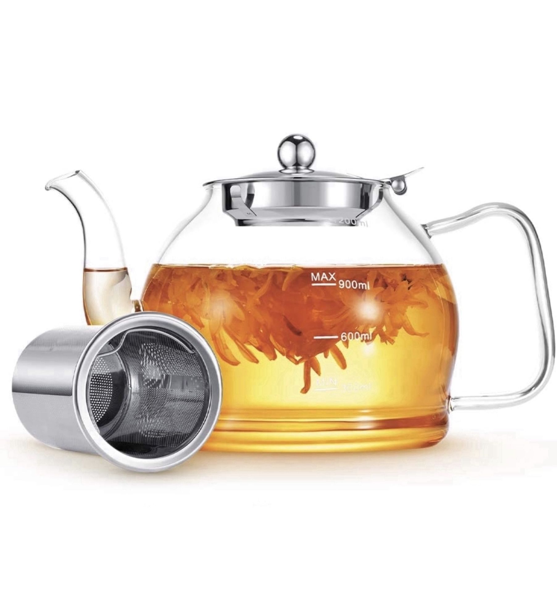 RRP £21.99 Minoant Glass Teapot Blooming Flowering 1200ml Teapot with Infuser