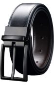 Men's Reversible Black/ Brown Leather Belt, 32-34", Set of 2 RRP £26