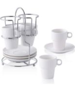 Stackable Ceramic Espresso Cups Set of 4 with Saucers