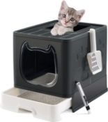 Suhaco Foldable Kitty Litter Box, Top Entry Cat Litter Box with Lid RRP £35.99