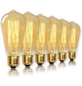 RRP £68 Set of 4 x 6-pack ST64 Vintage Light Bulbs E27 Edison Screw Cap Squirrel Cage Filament