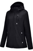 RRP £79.99 Reyshionwa Women's Softshell Jacket with Removable Hood Waterproof Coat, L
