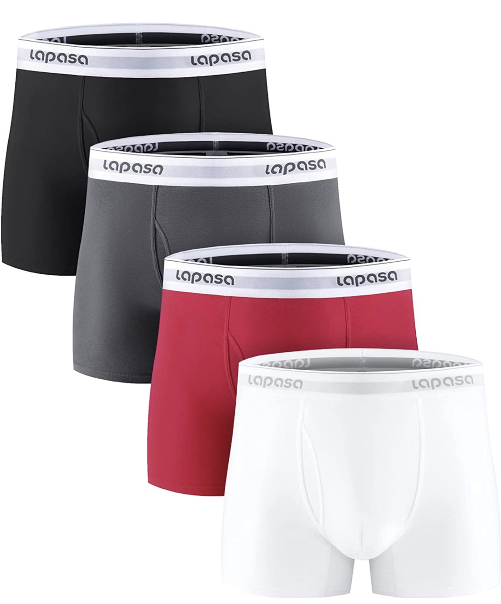 RRP £25.99 Lapasa Men's Boxer Briefs Premium Cotton 4-Pack Trunks, Large