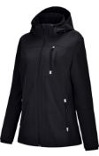 RRP £79.99 Reyshionwa Women's Softshell Jacket with Removable Hood Waterproof Coat, L