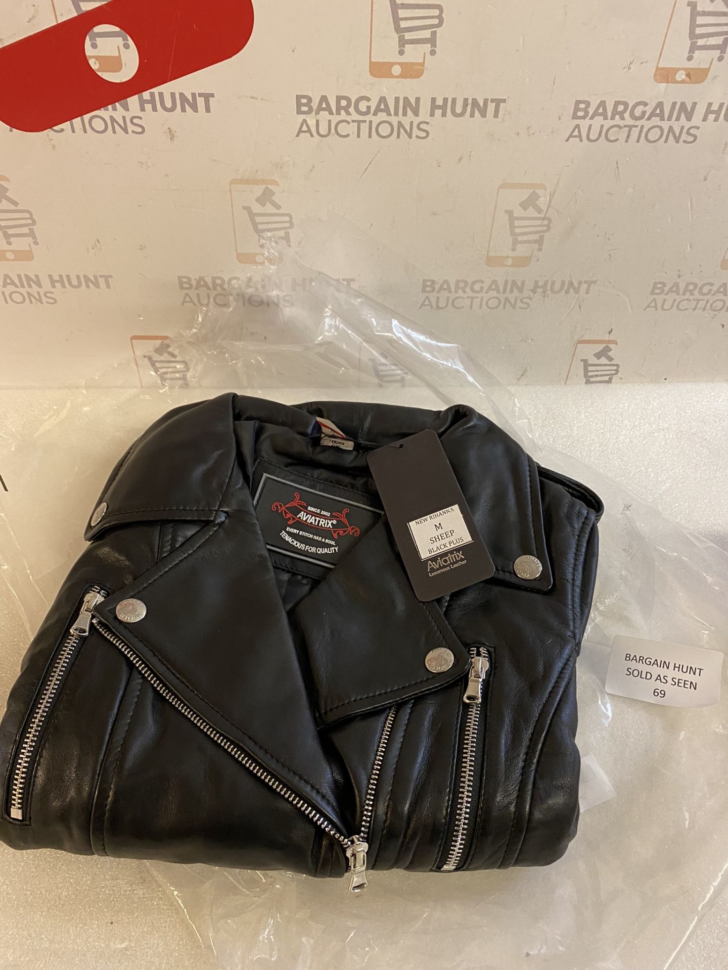 RRP £79.99 Aviatrix Women's Real Leather Cross-Zip Multi-Zip Biker Jacket, Medium