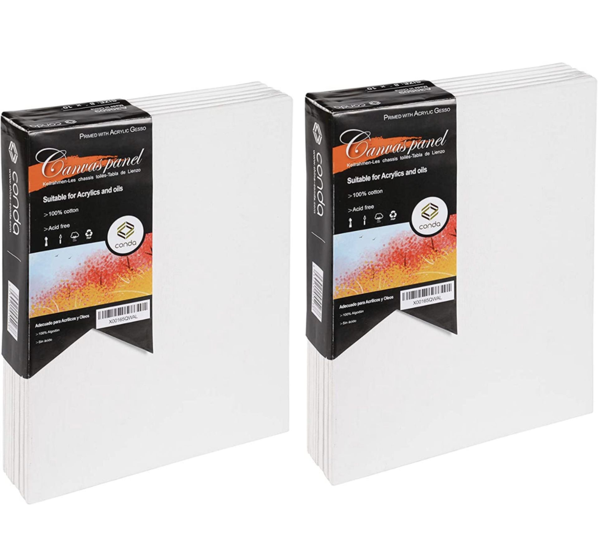 RRP £24.99 Conda Artist Canvas Panels 8 x 10", 24-Pack Artist Quality Canvas Boards