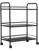 RRP £47.99 Home Bi 3-Tier Kitchen Storage Trolley Metal Rolling Utility Cart, Black