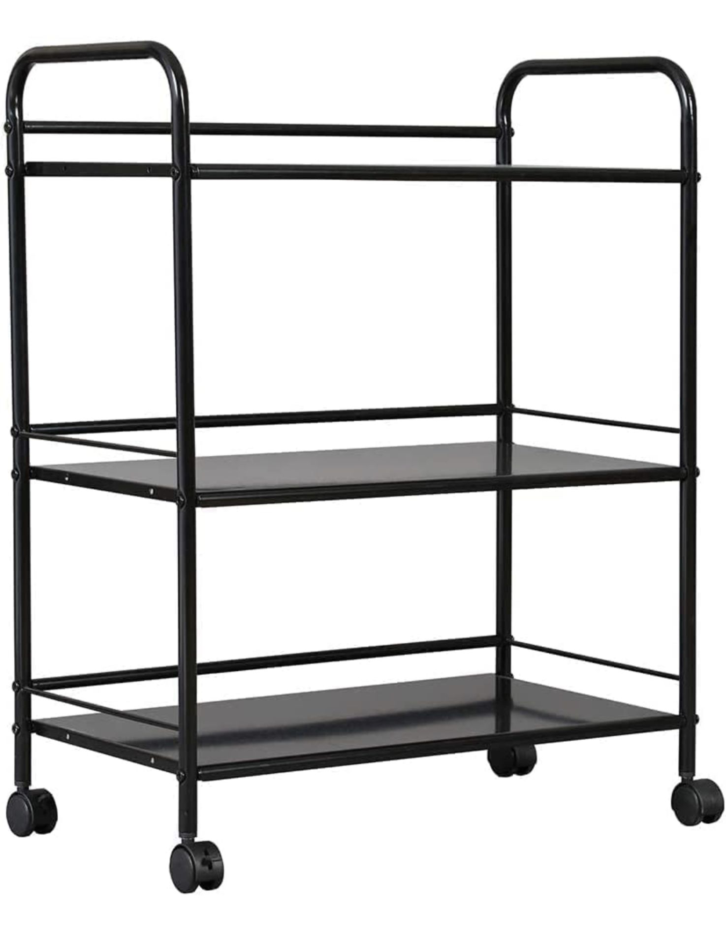 RRP £47.99 Home Bi 3-Tier Kitchen Storage Trolley Metal Rolling Utility Cart, Black