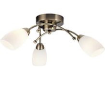 RRP £37.99 Happy Homewares Contemporary 3 Arm Antique Brass Ceiling Light