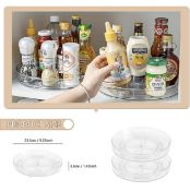 Roninkier 2-Pack Lazy-Susan Organiser Fridge Turntable Condiment Holder