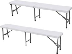 RRP £79.99 Lamgool 6ft Folding Bench Set 2 Piece Outdoor Heavy Duty Garden Bench