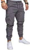 Acelyn Men's Casual Trousers Multi-Pocket Workout Pants, XXL RRP £23.99