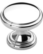 RRP £50 Set of 3 x Koofizo 10-Pack Cabinet Knob Round Stepped Chrome Furniture Pull Handle