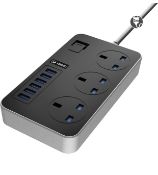 iBlockCube Extension Lead with 6 USB Ports Surge Protected Power Strip, 2M (6.5ft) UK Plug