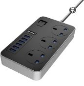 iBlockCube Extension Lead with 6 USB Ports Surge Protected Power Strip, 2M (6.5ft) UK Plug